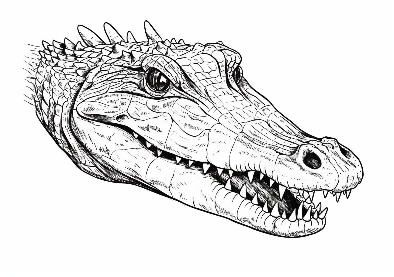 Crocodile Coloring Pages, cabeza de cocodrilo