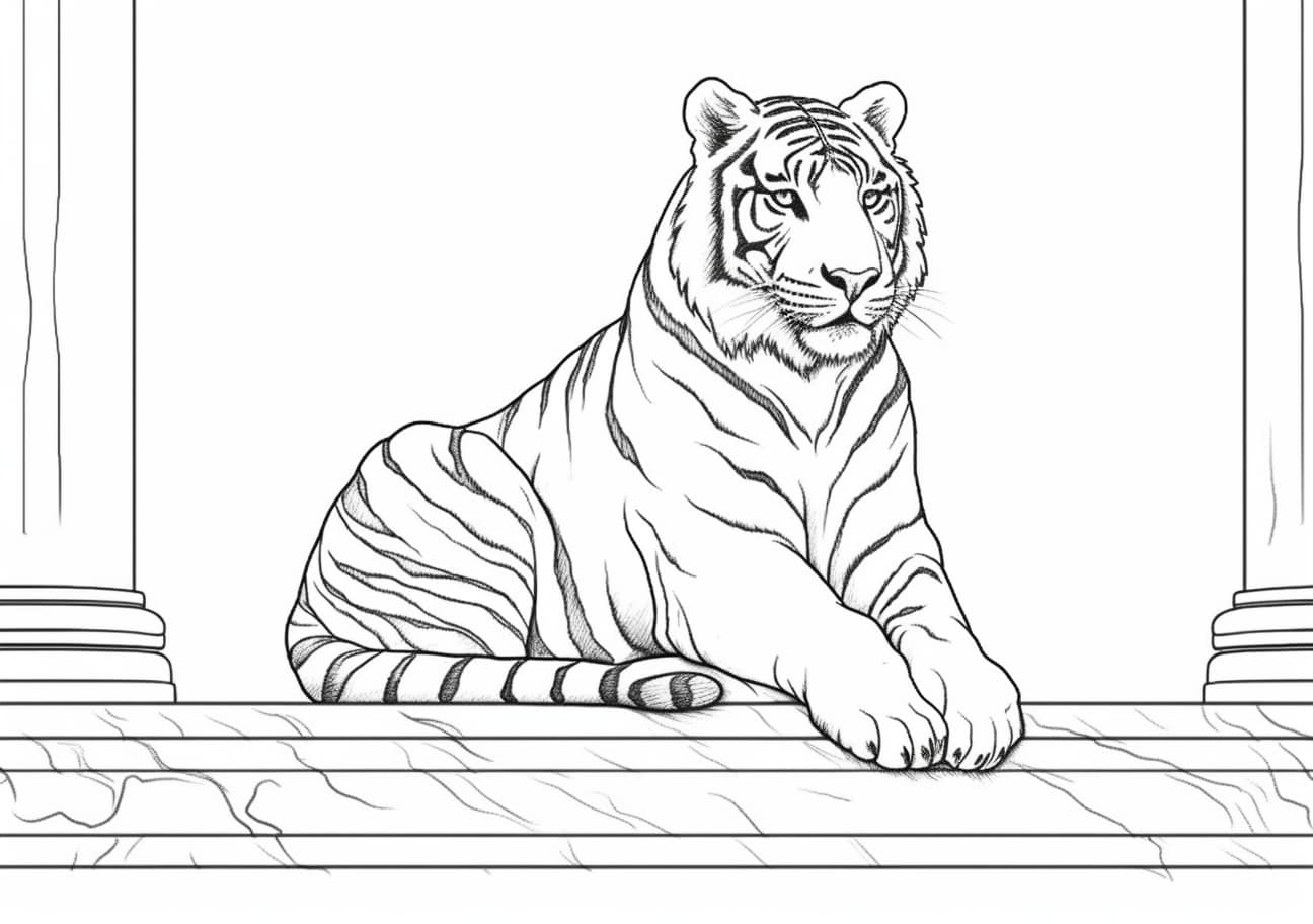 Zoo animals Coloring Pages, Calm tiger