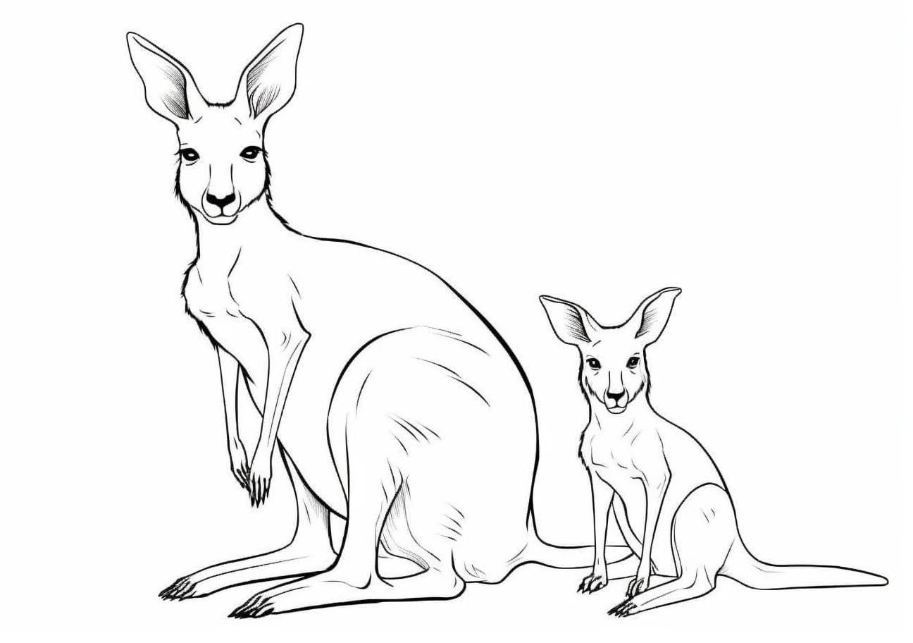 Wild Animals Coloring Pages, Kangaroos