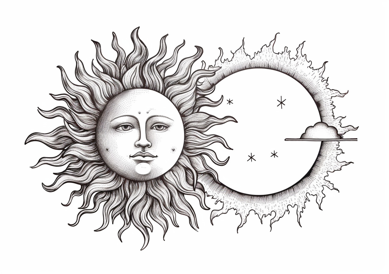 Moon Coloring Pages, Mythology Sun and moon