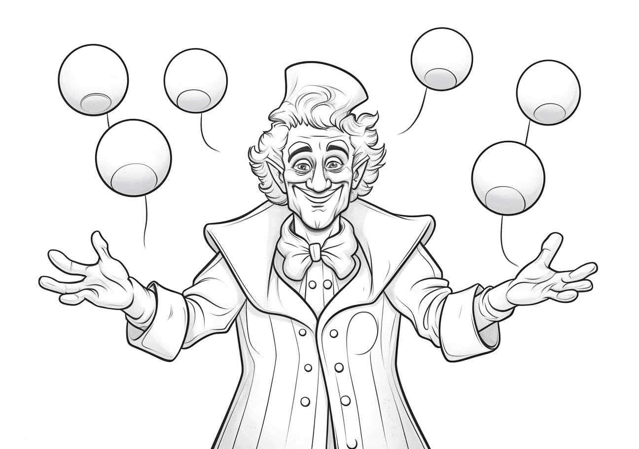 Clown Coloring Pages, ジャグリングクラウン