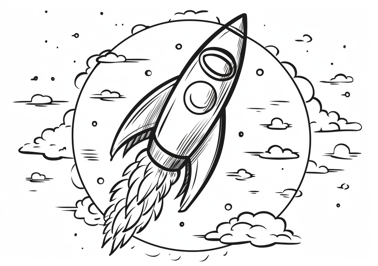 Rockets Coloring Pages, Rocket to the moon