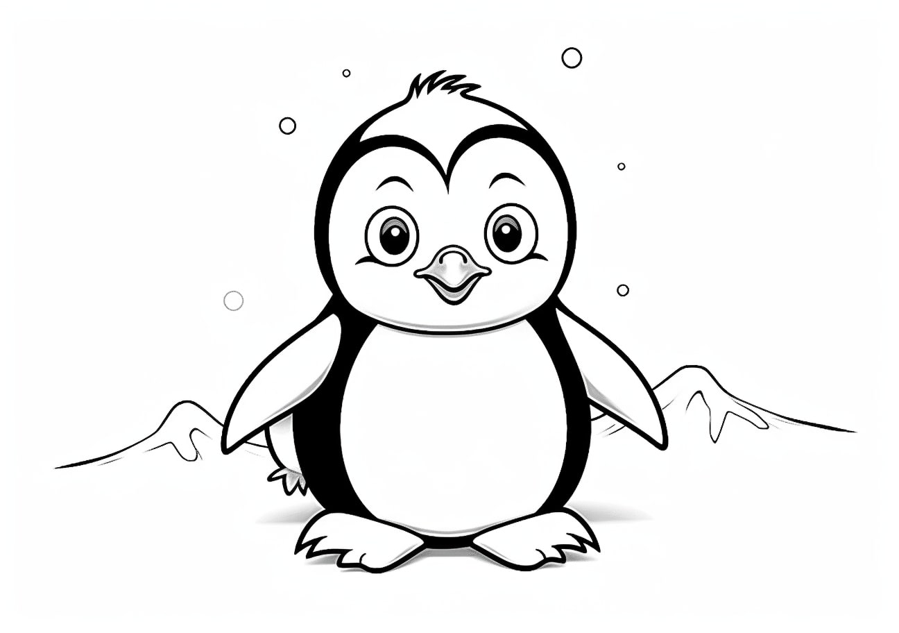 Penguin Coloring Pages, Cute cartoon Penguin