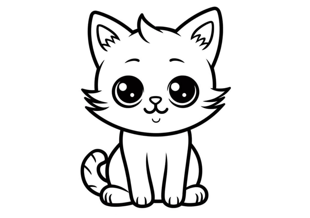 Kitten Coloring Pages, かわいいアニメの子猫