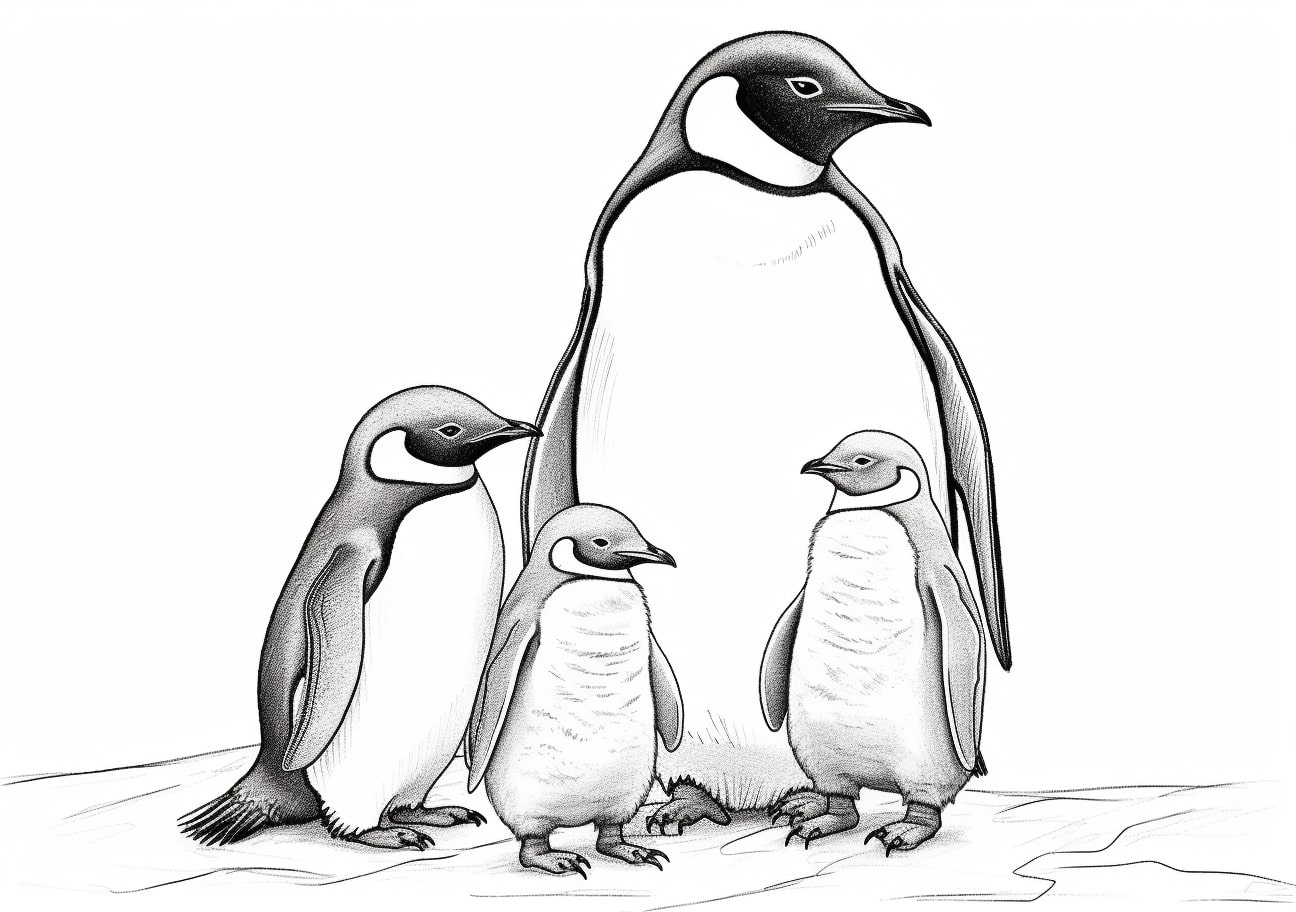 Penguin Coloring Pages, familia de pingüinos