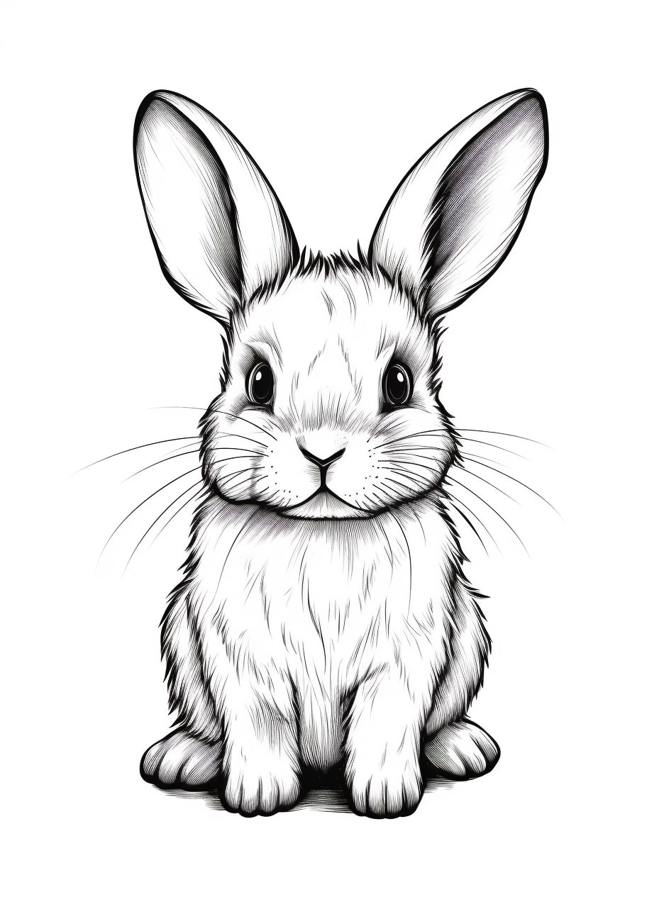 Cute bunny Coloring Pages, リアルなウサギがかわいい