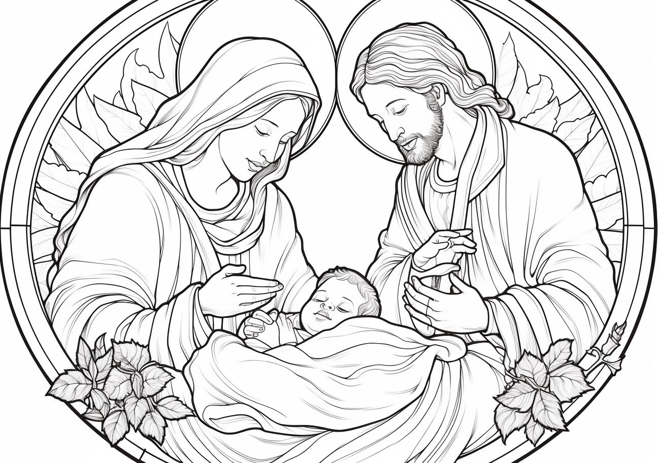 Jesus Is Born Coloring Pages, Jesús, María y José