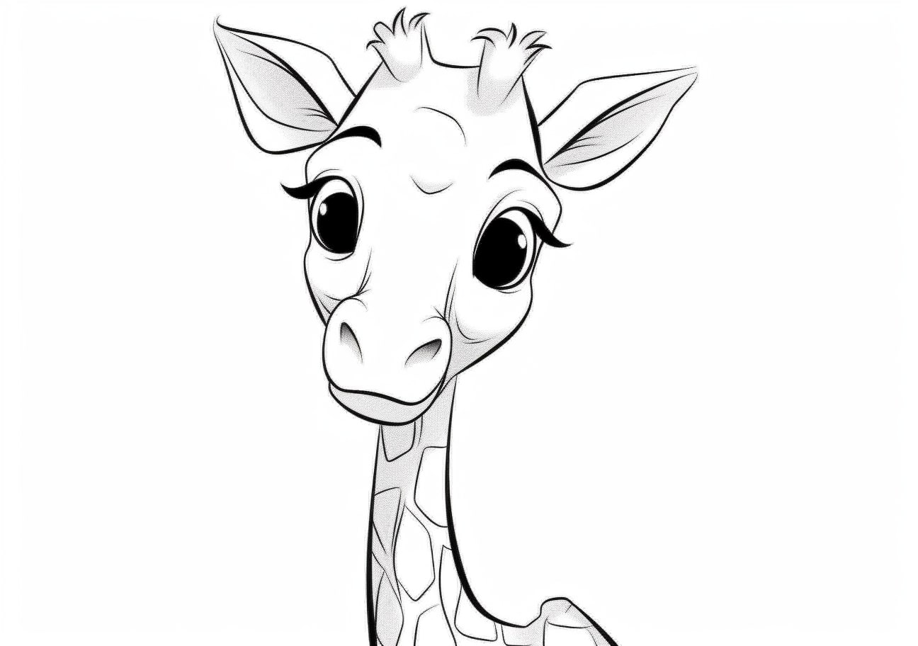 Giraffe Coloring Pages, Cute face Giraffe