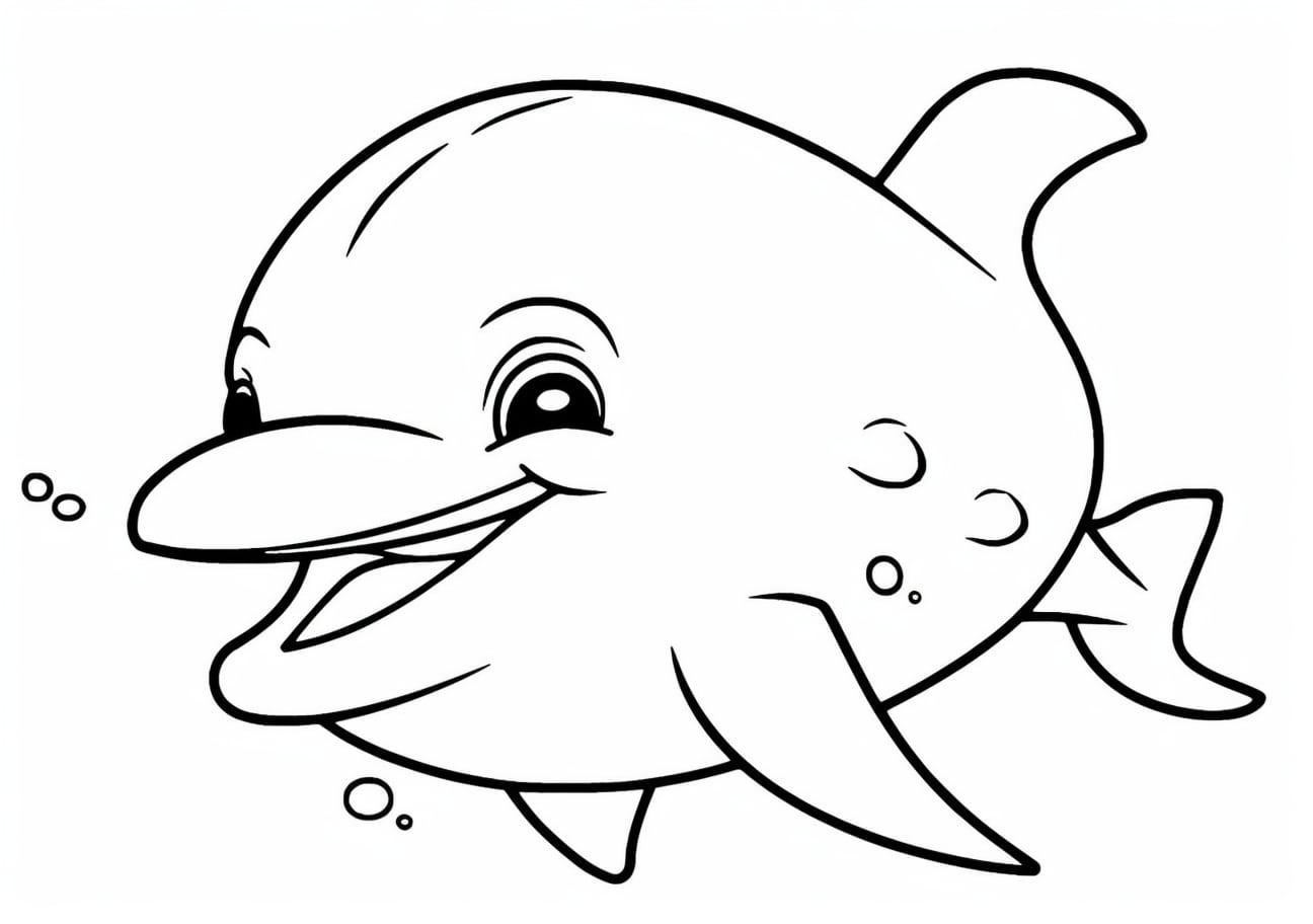 Dolphin Coloring Pages, かわいいイルカ