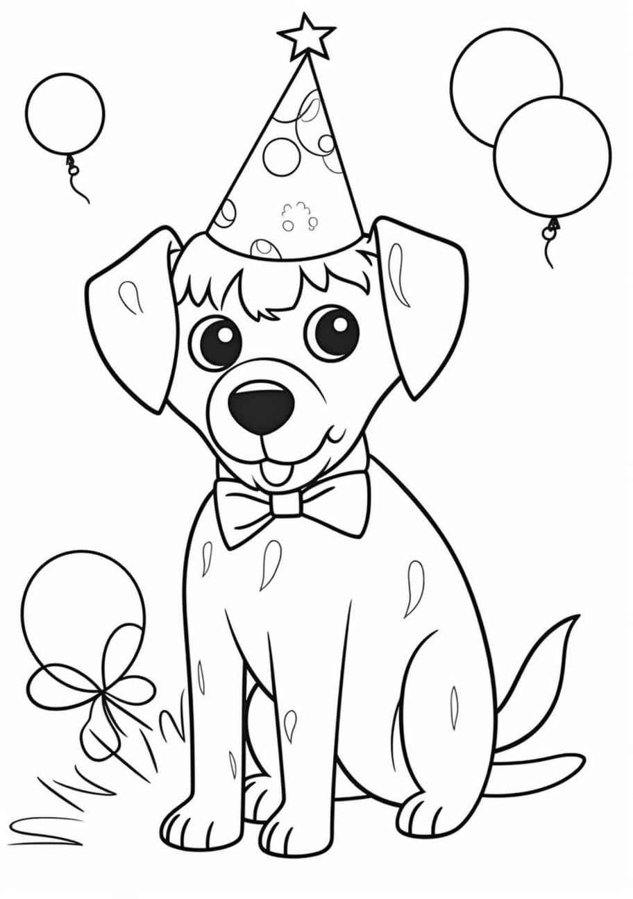 Dog Coloring Pages, dog birthday