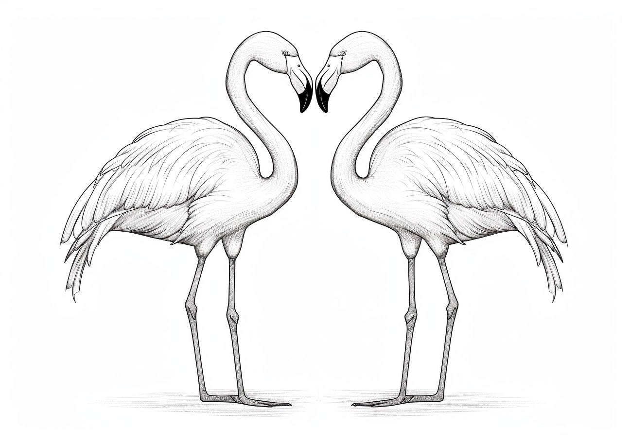 Flamingos Coloring Pages, フラミンゴ・イン・ラブ