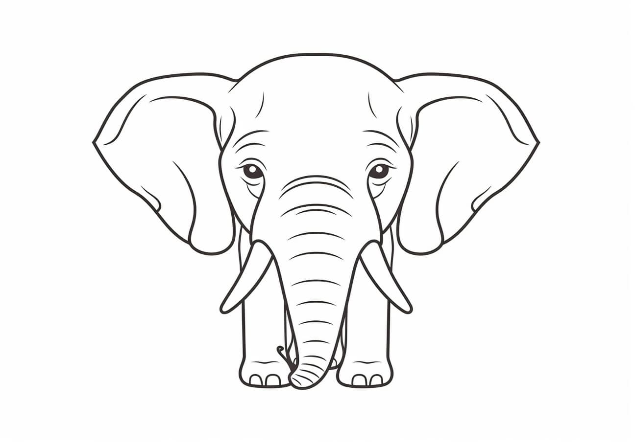 Elephant Coloring Pages, Simple Elephant, front side