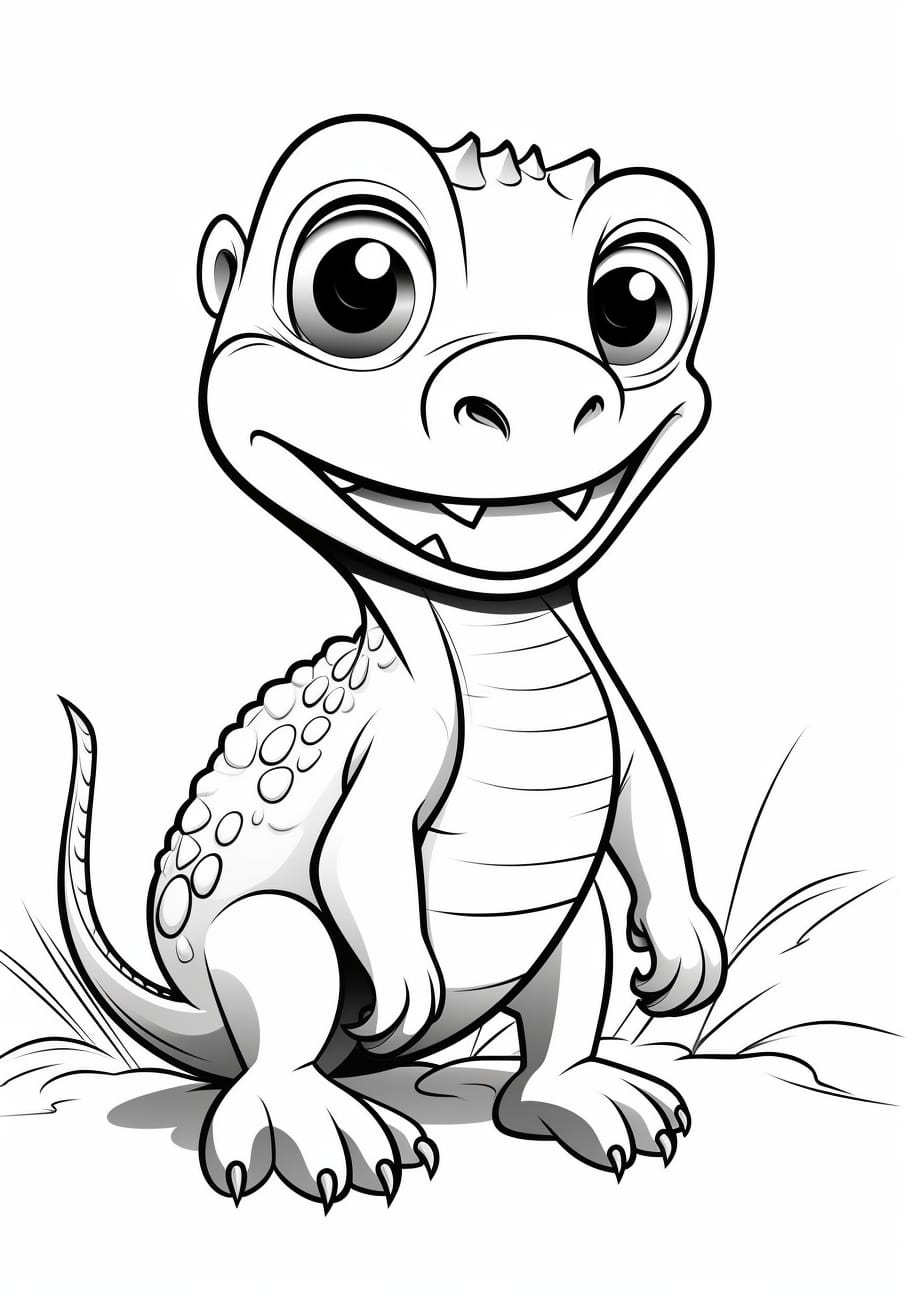 Reptiles and Amphibians Coloring Pages, Not at all scary reptile in children's style