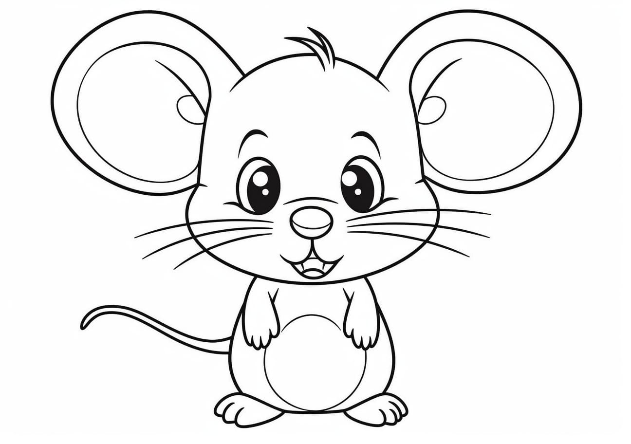 Сute animals Coloring Pages, cute mouse watch to you