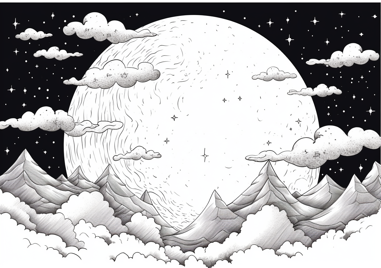 Moon Coloring Pages, Moon on the night