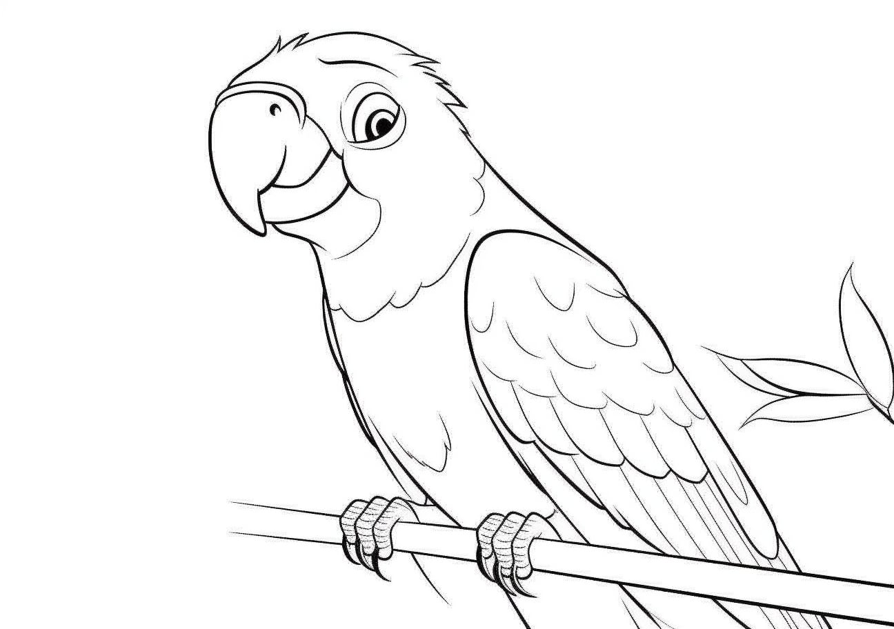 Parrot Coloring Pages, Funny cartoon Parrot