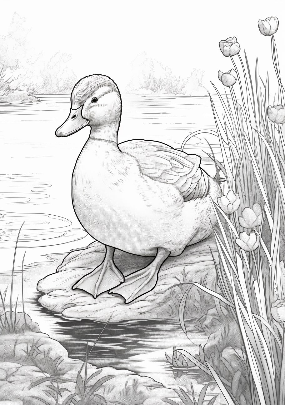 Ducks Coloring Pages, Duck in the wild
