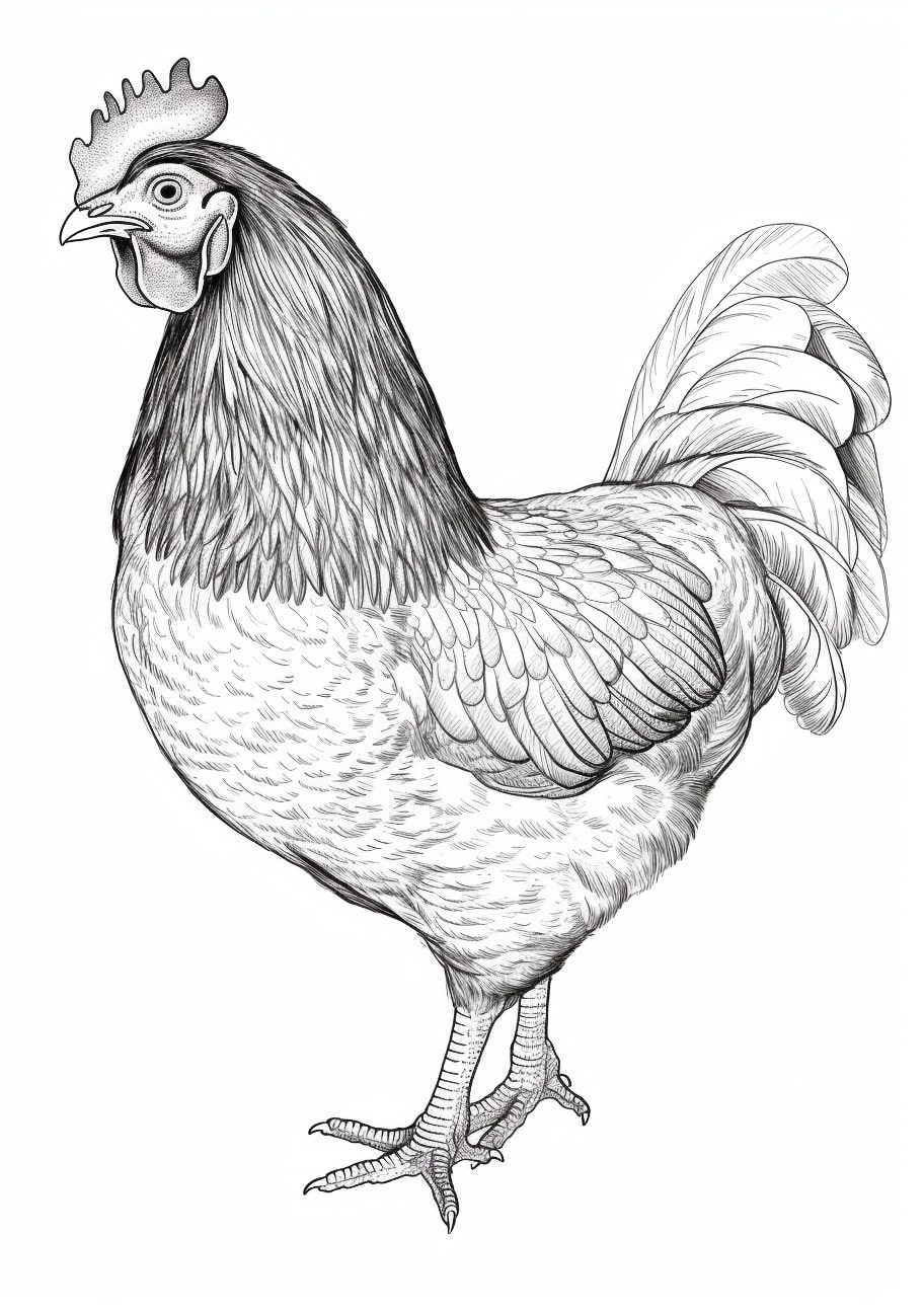 Chicken Coloring Pages, realistic chicken, model coloring