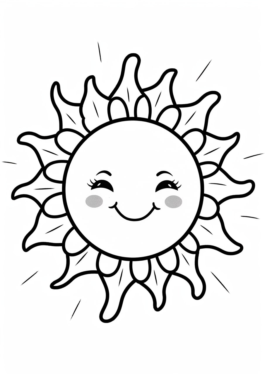 Sun Coloring Pages, かわいい漫画の太陽