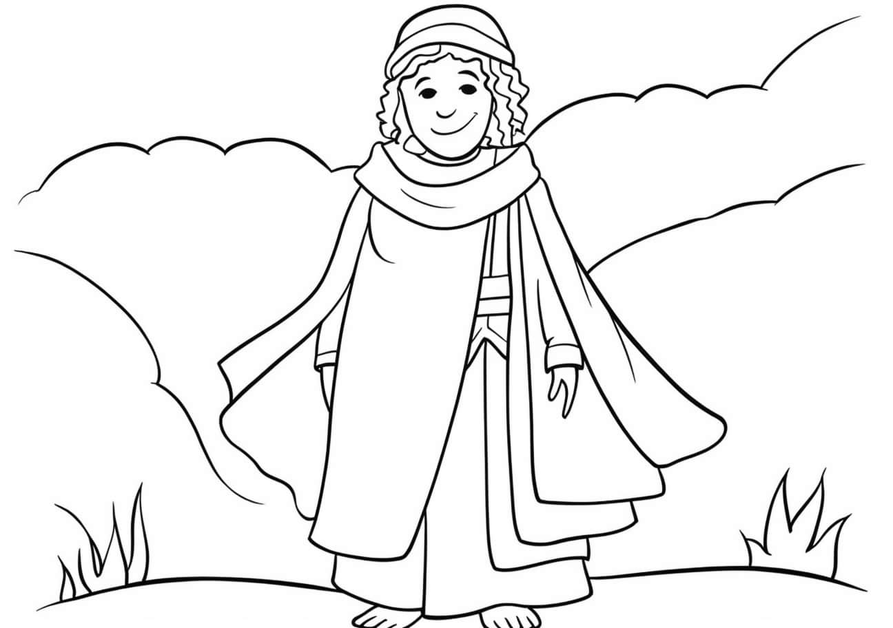 Joseph Coloring Pages, Joseph and colorful coat