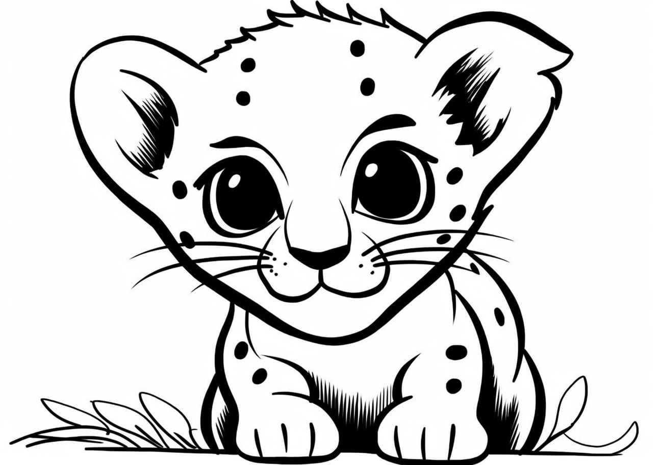 Cheetah Coloring Pages, Funny little Cheetah