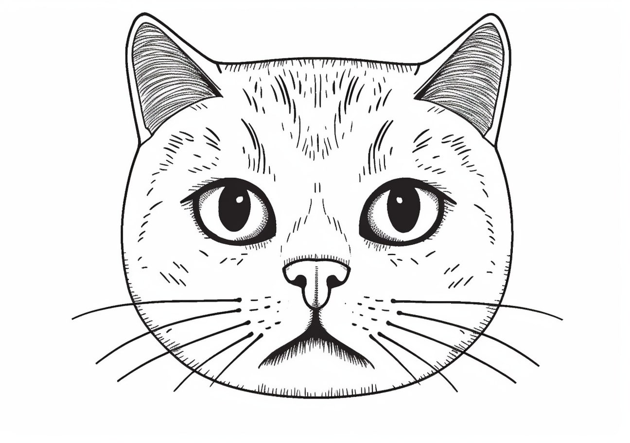 Cat face Coloring Pages, Visage de chat britannique