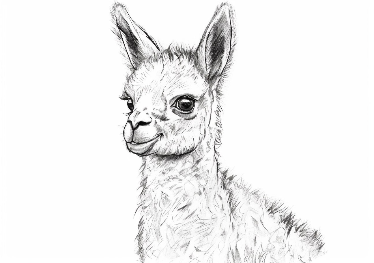 The Llama Coloring Pages, Realistic llama face