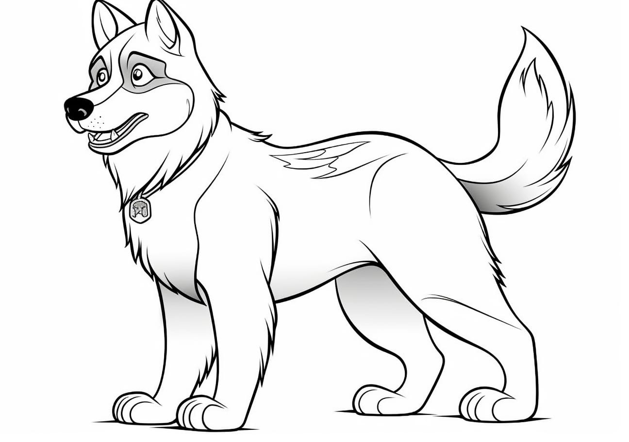 Husky Coloring Pages, Adult Husky smiling