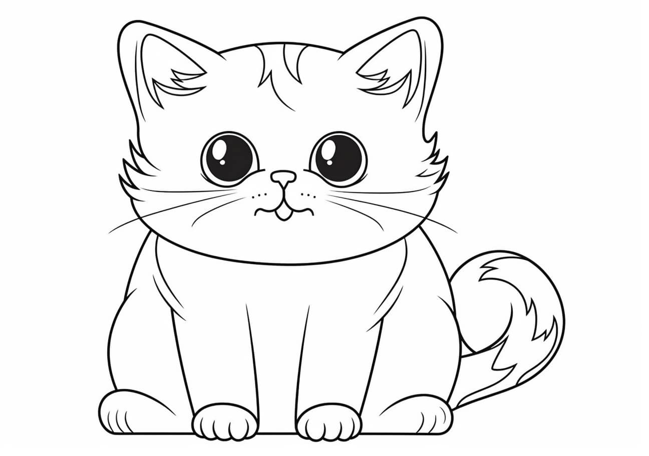 Сute animals Coloring Pages, big pretty cat