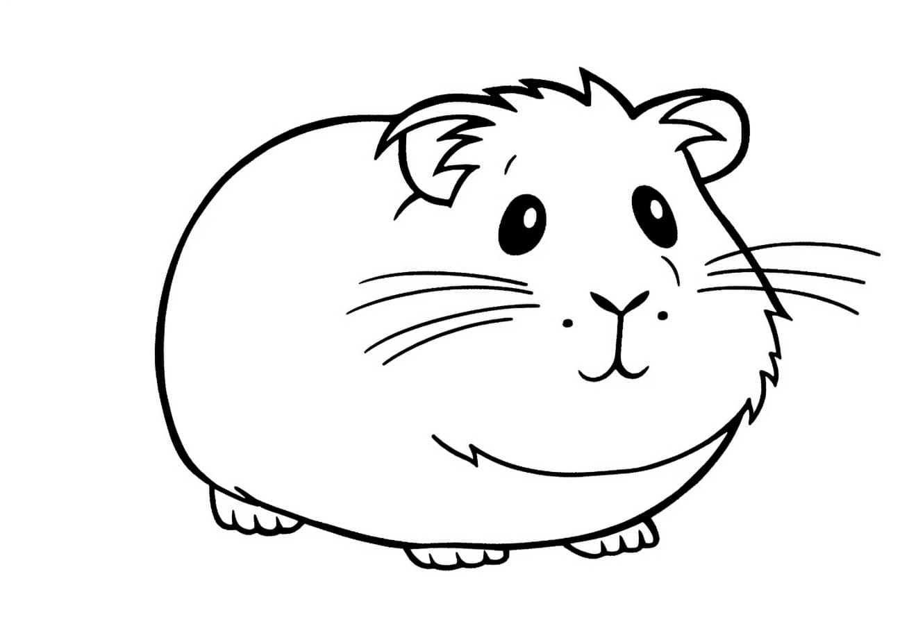 Guinea pig Coloring Pages, キュートカートゥーンテンジクネズミ