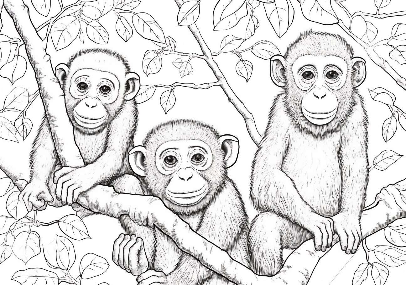 Monkeys Coloring Pages, Monkeys