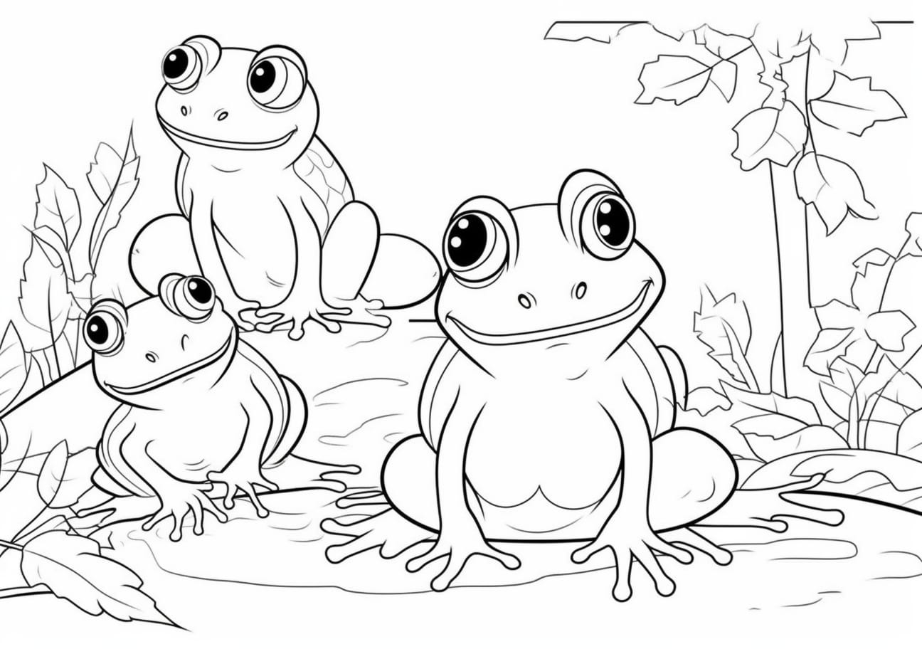 Frog Coloring Pages, cute frogs