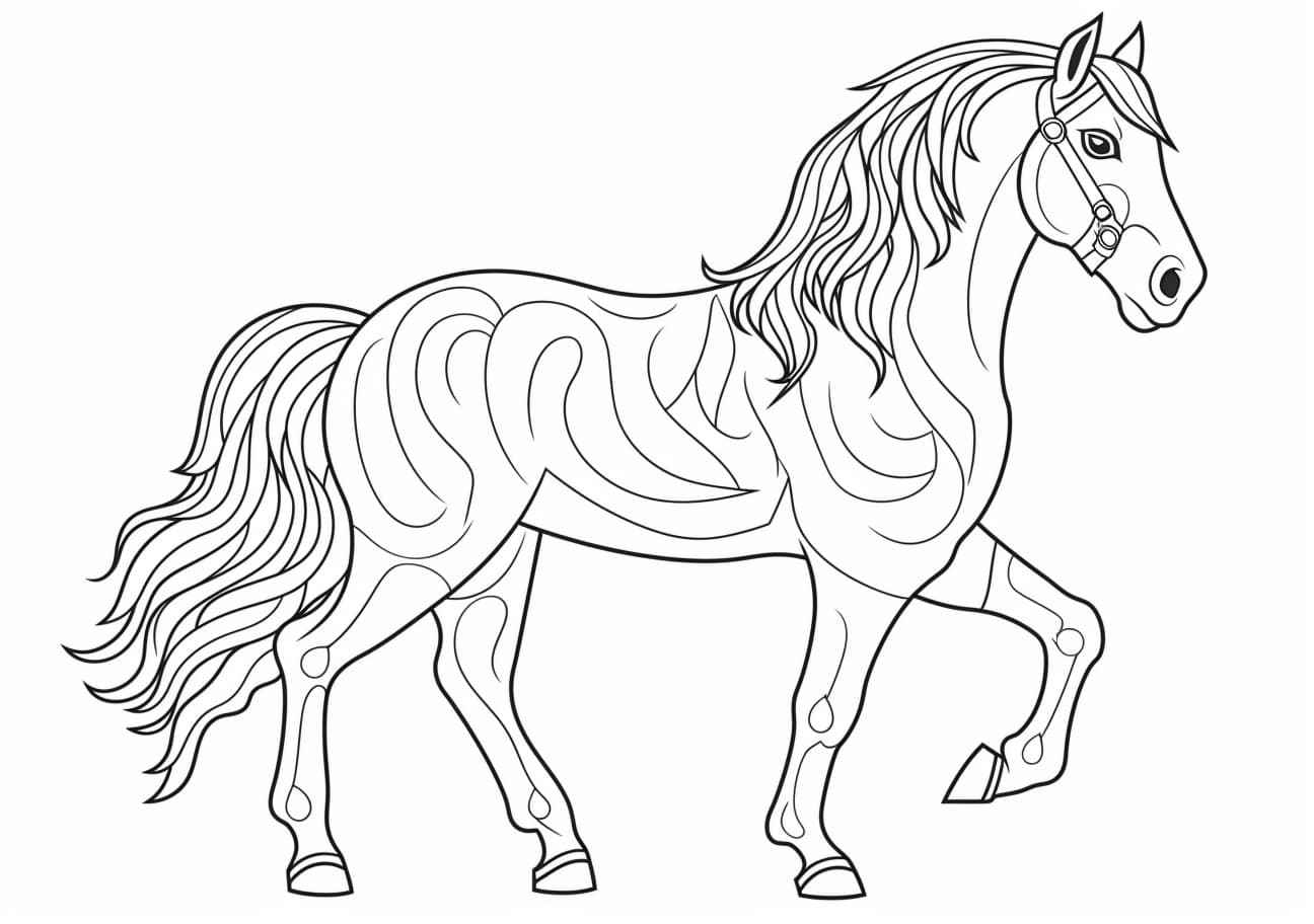Horse Coloring Pages, cheval gracieux