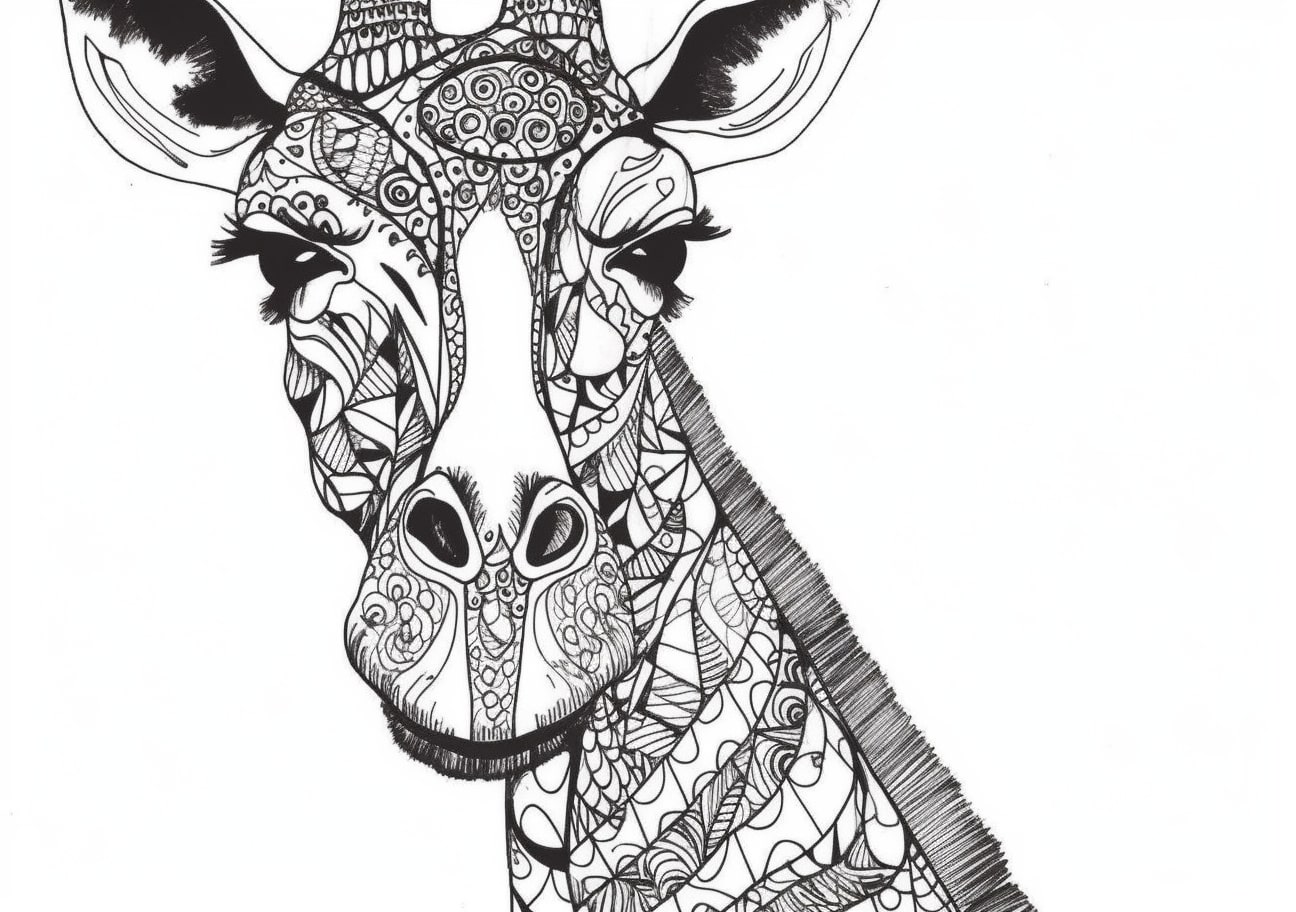 Giraffe Coloring Pages, Zentagle Giraffe