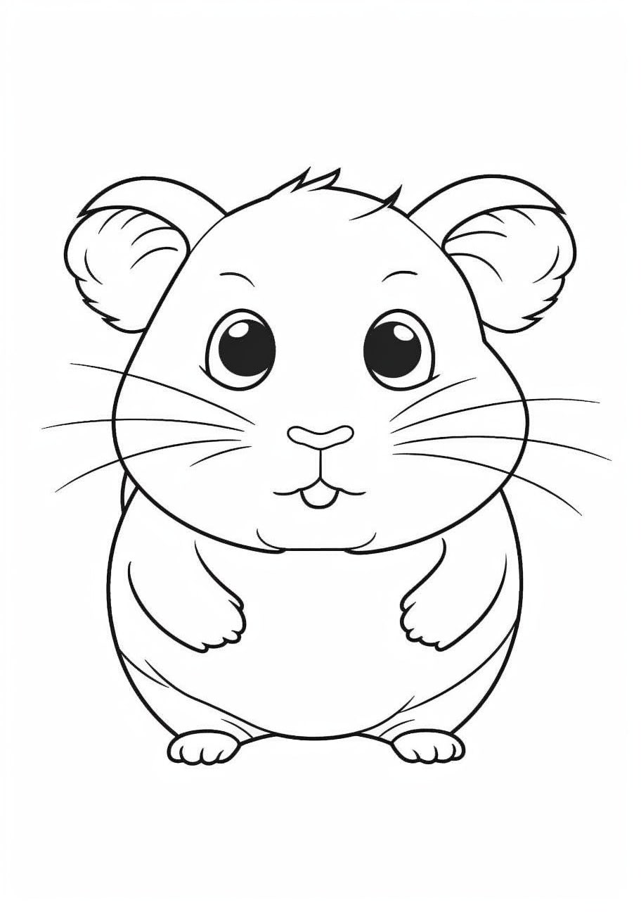 Hamsters Coloring Pages, 漫画のハムスター、簡単な色付け