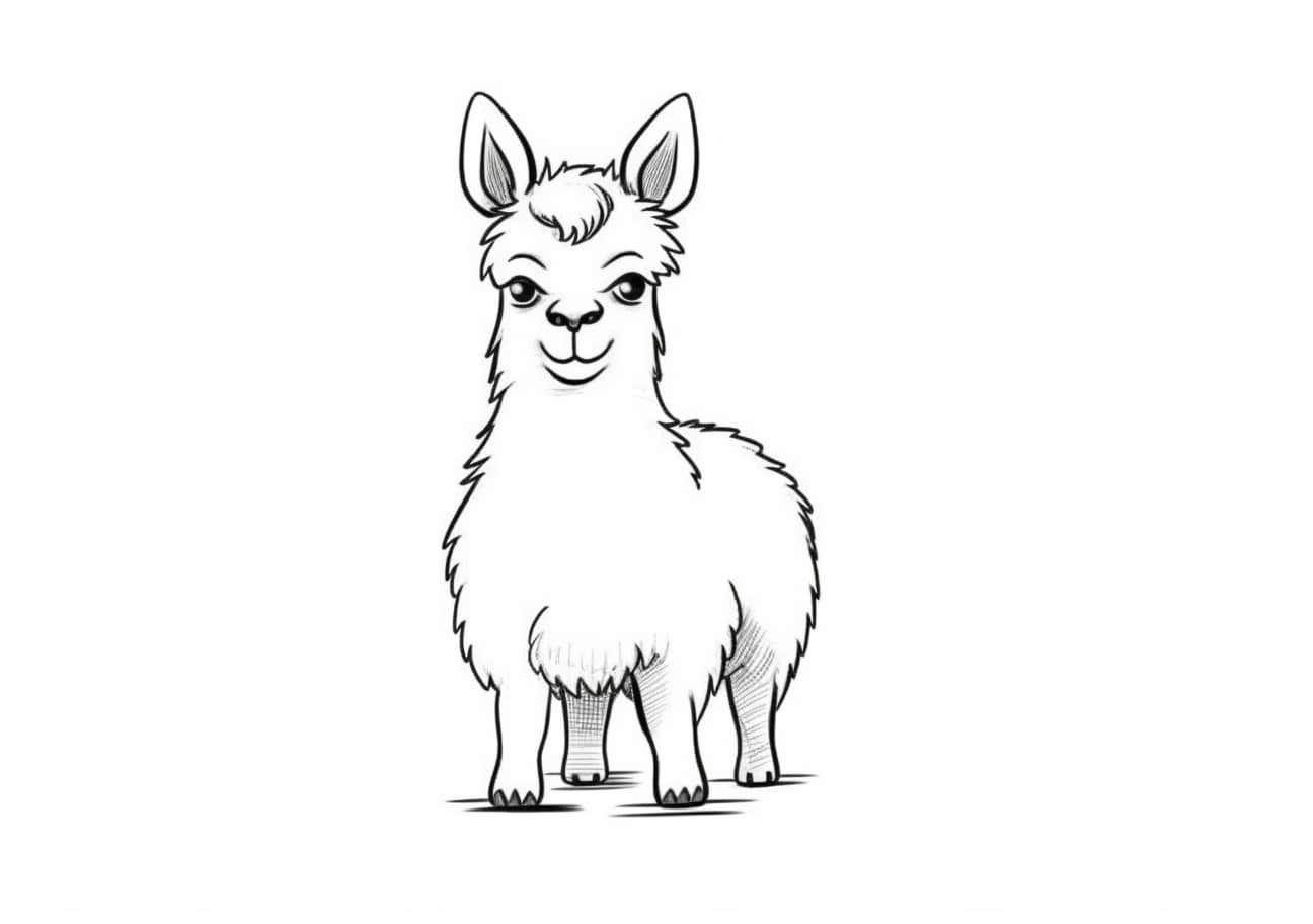 The Llama Coloring Pages, Funny cartoon llama