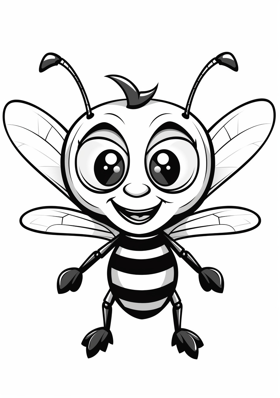Insects Coloring Pages, cartoon wasp