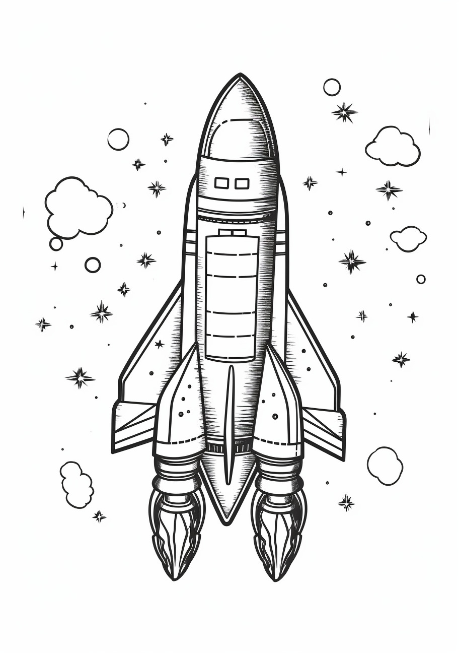 Rockets Coloring Pages, Rocket in space