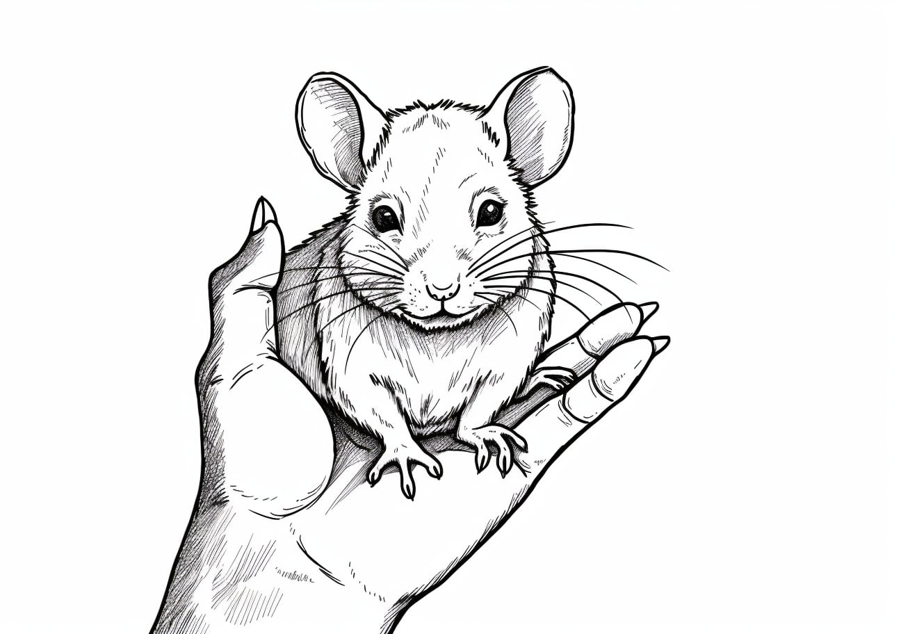 Mice Coloring Pages, Mouse in the hand