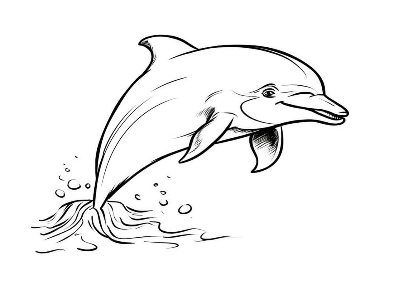 Dolphin Coloring Pages, シンプルなイルカのカラーリングページ