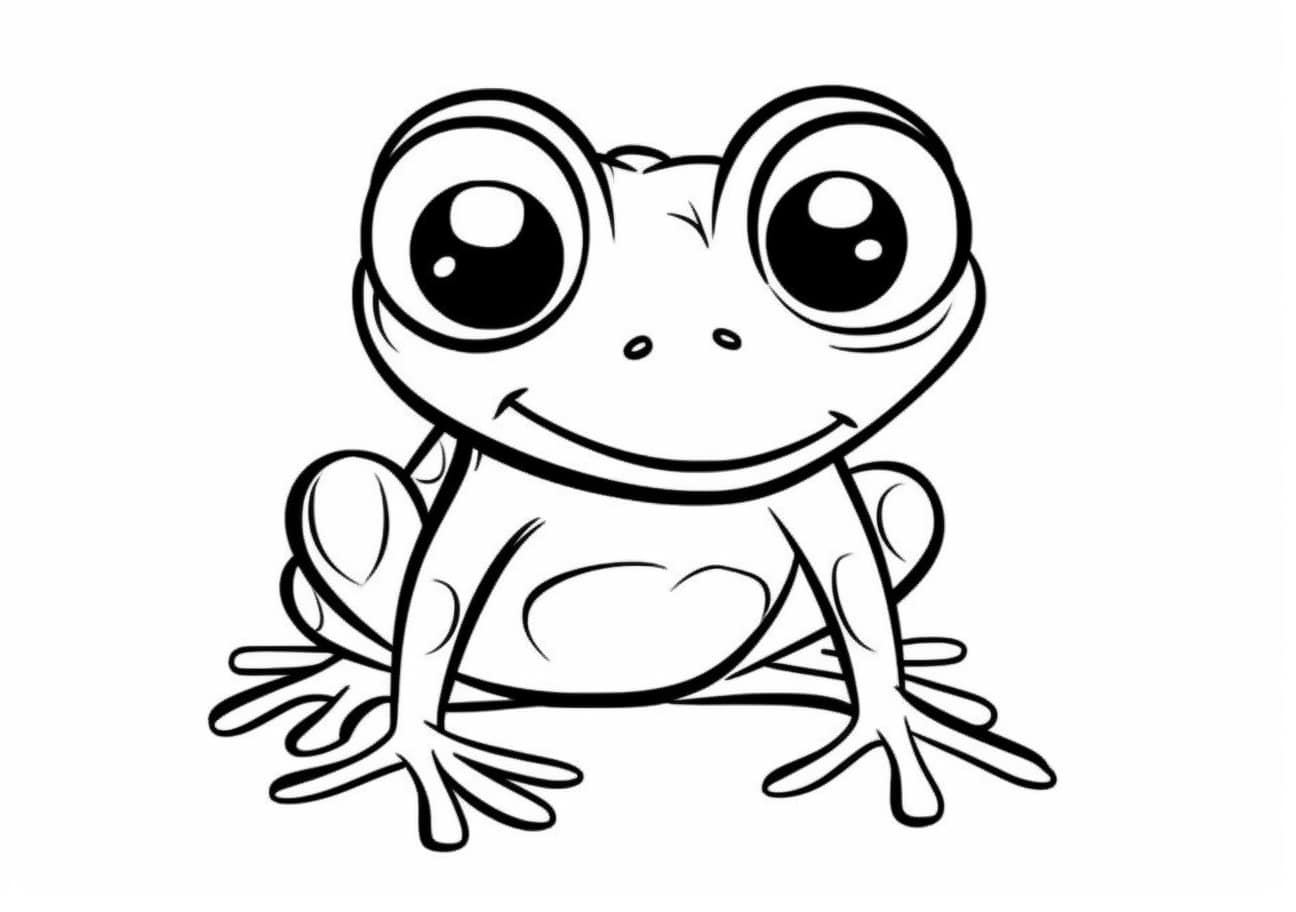 Frog Coloring Pages, Simpática rana de dibujos animados
