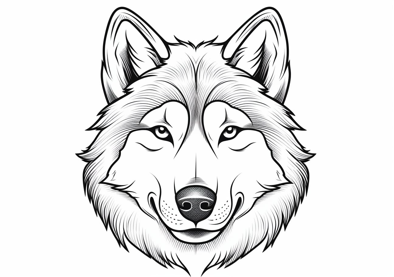 Husky Coloring Pages, Simple husky dog face