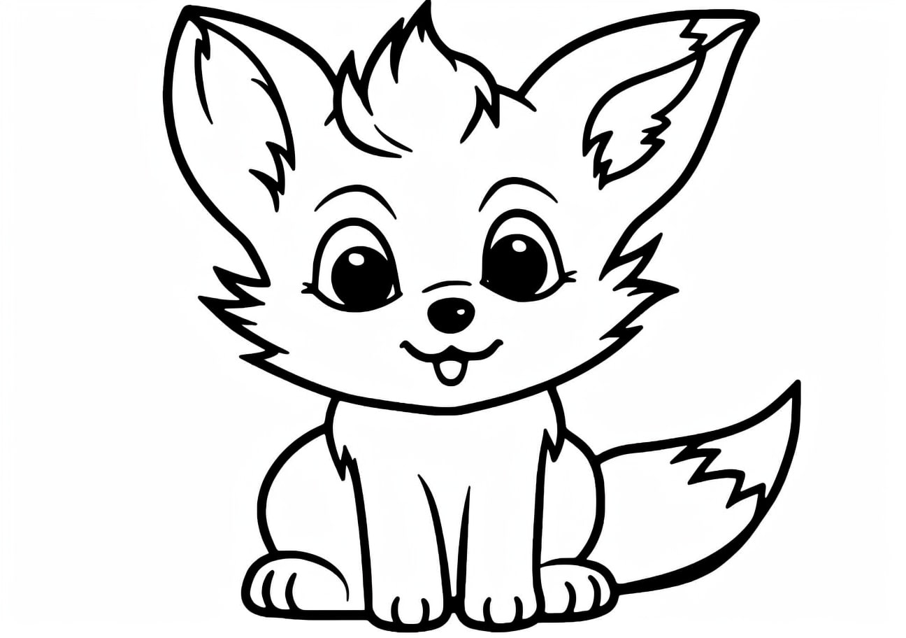 Fox Coloring Pages, カートゥーン風フォックス