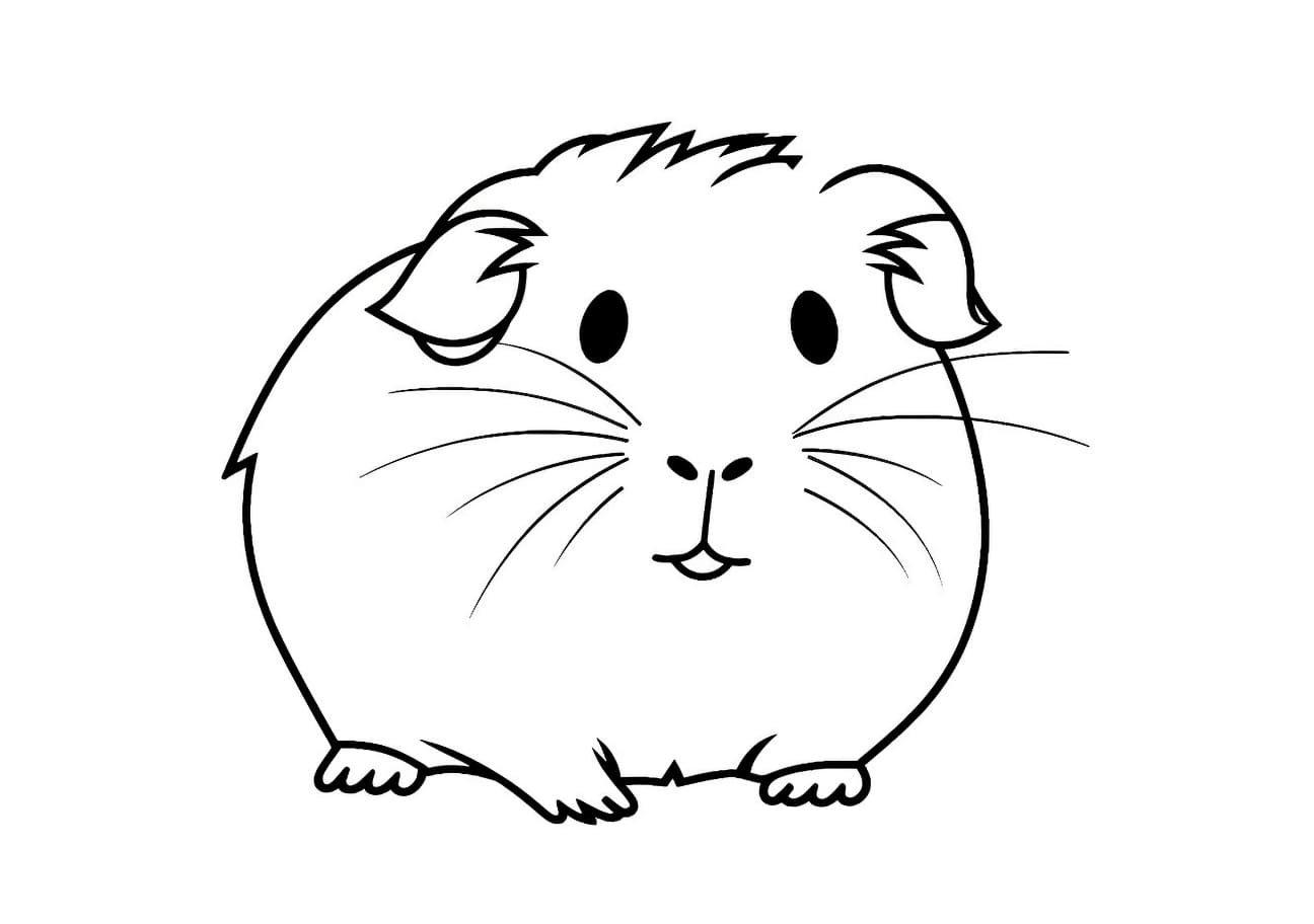 Guinea pig Coloring Pages, モルモット、シンプルなぬりえ