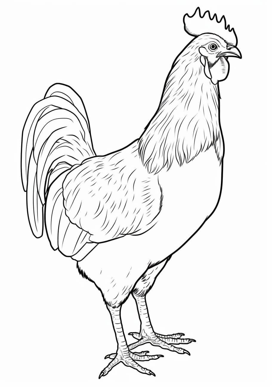 Chicken Coloring Pages, realistic rooster