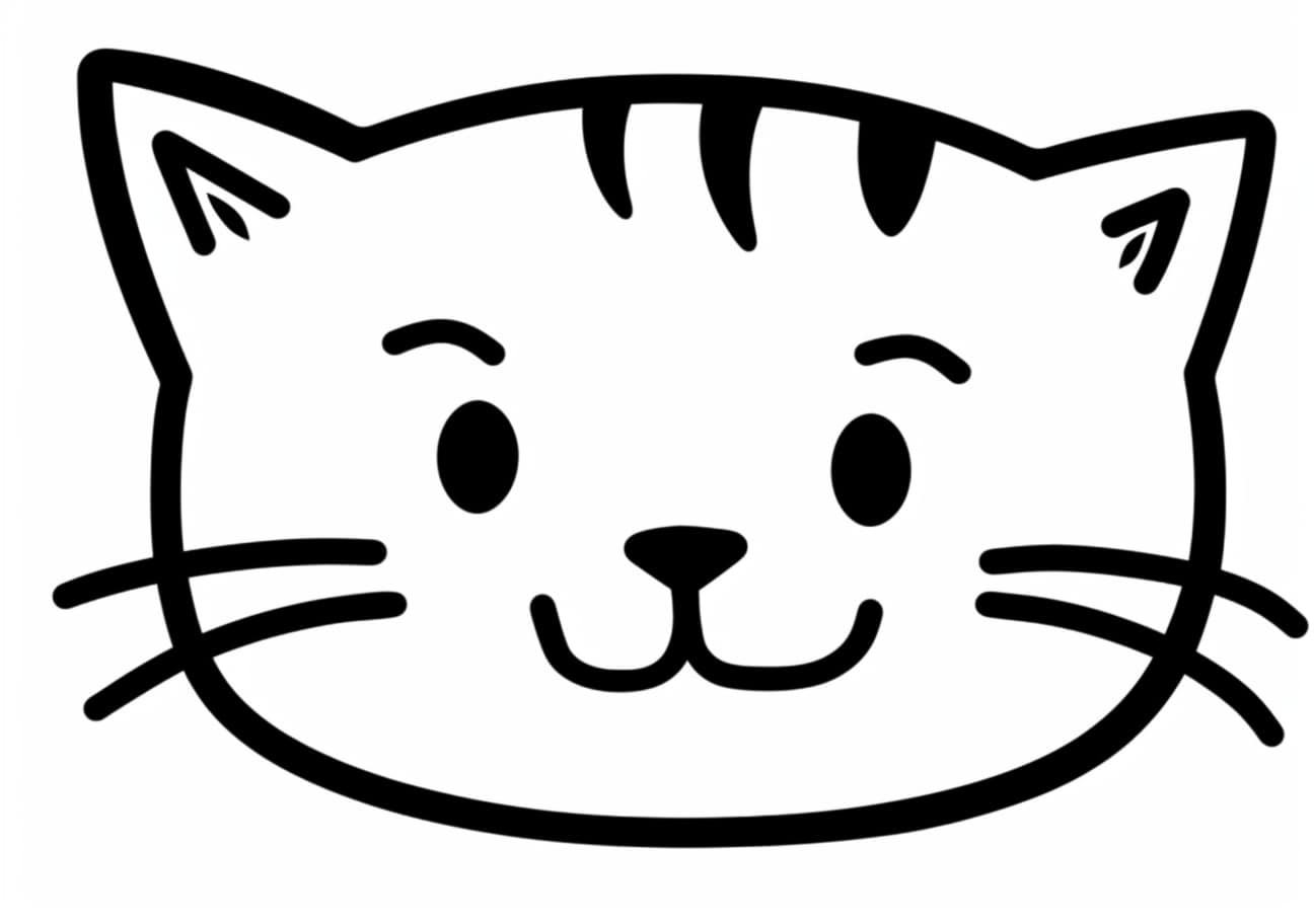 Cat face Coloring Pages, cat's cheerful face