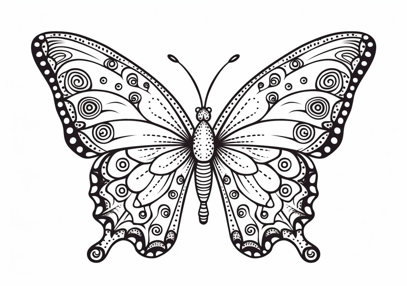 Butterfly Coloring Pages, Mariposa detallada