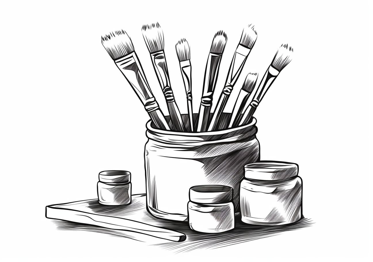 Crafts & Hobbies Coloring Pages, 筆と絵の具
