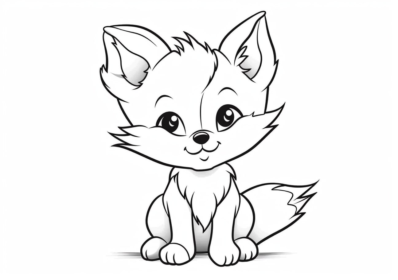 Fox Coloring Pages, Cute baby fox