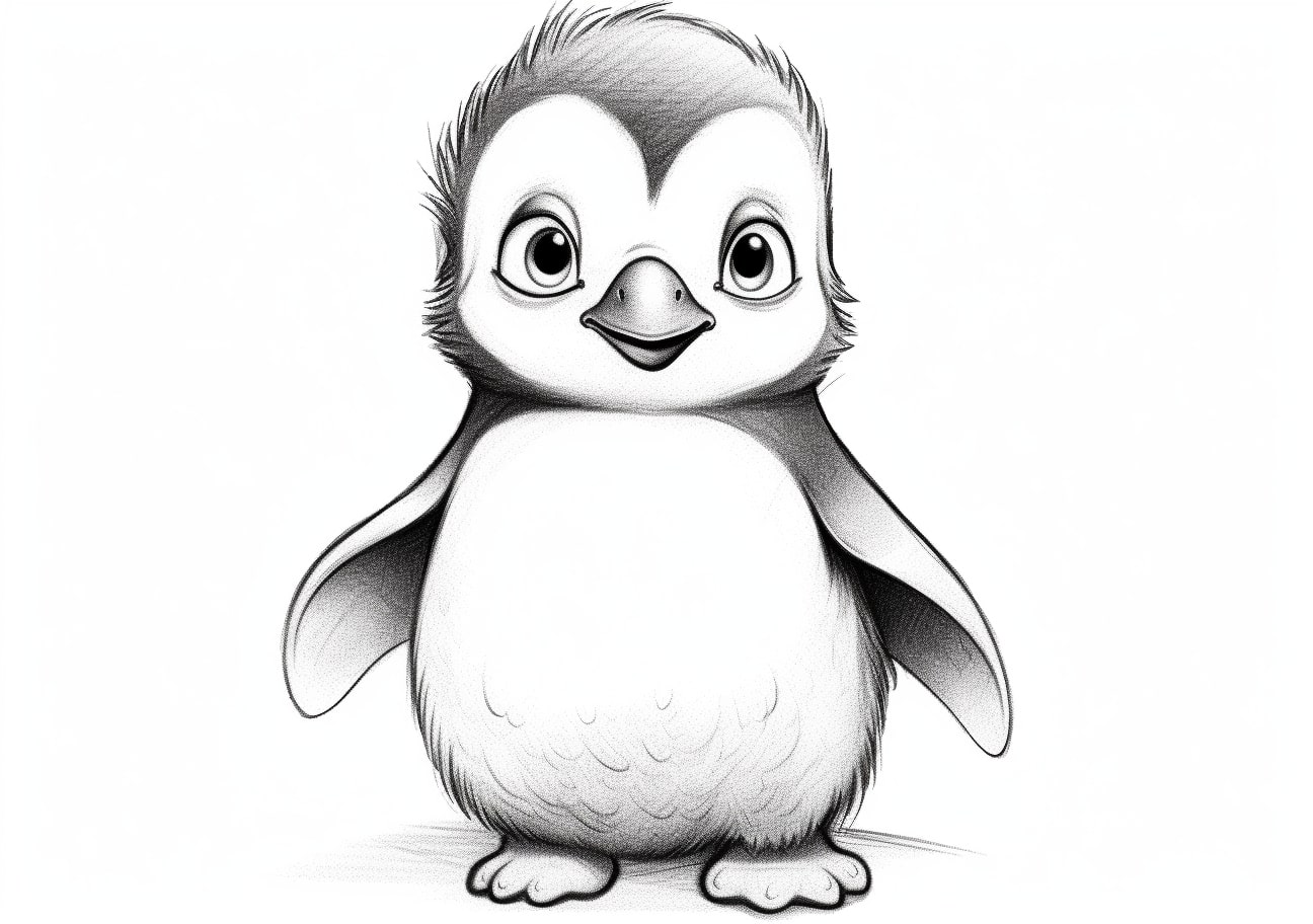 Penguin Coloring Pages, Cute Baby Penguin
